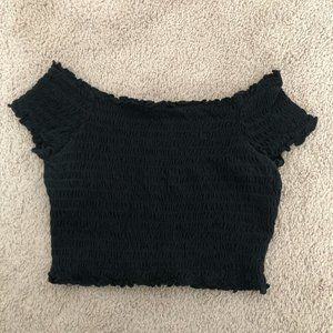Divided Black Stretchy Off-The-Shoulder Crop Top XS